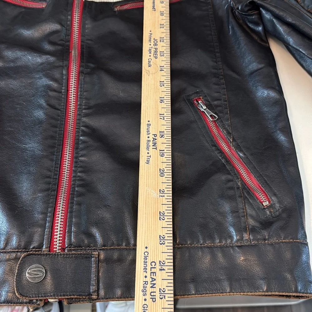 Vintage Springfield 76 Men's Black Leather Racer Jacket w/ Stripe Accents - Picture 15 of 15